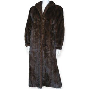 Vintage 60's Full Length Dark Brown Soft Mink Coat Regency Furs Women's 14
